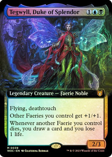 FOIL BORDERLESS Tegwyll, Duke of Splendor ~ Commander: Wilds of Eldraine [ NM ]