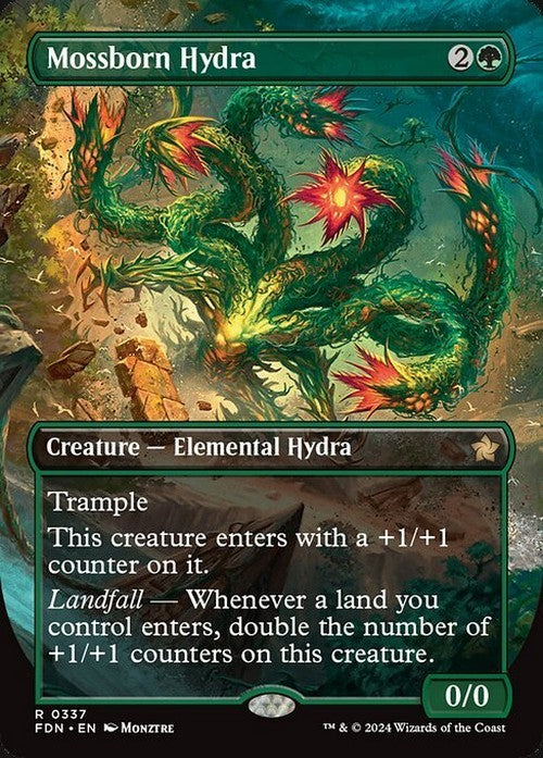 BORDERLESS ALTERNATE Mossborn Hydra ~ Foundations [ NearMint ] [ Magic MTG ]