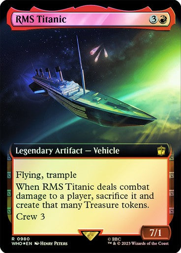 FOIL SURGE BORDERLESS RMS Titanic ~ Commander: Doctor Who [ NM ] [ Magic MTG ]
