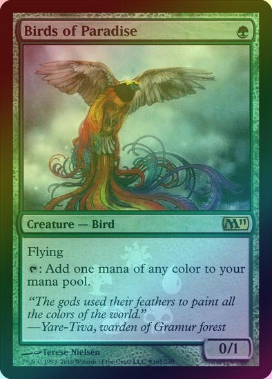 FOIL Birds of Paradise ~ Buy a Box Magic 2011 [ HEAVILY PLAYED ] [ Magic MTG ]