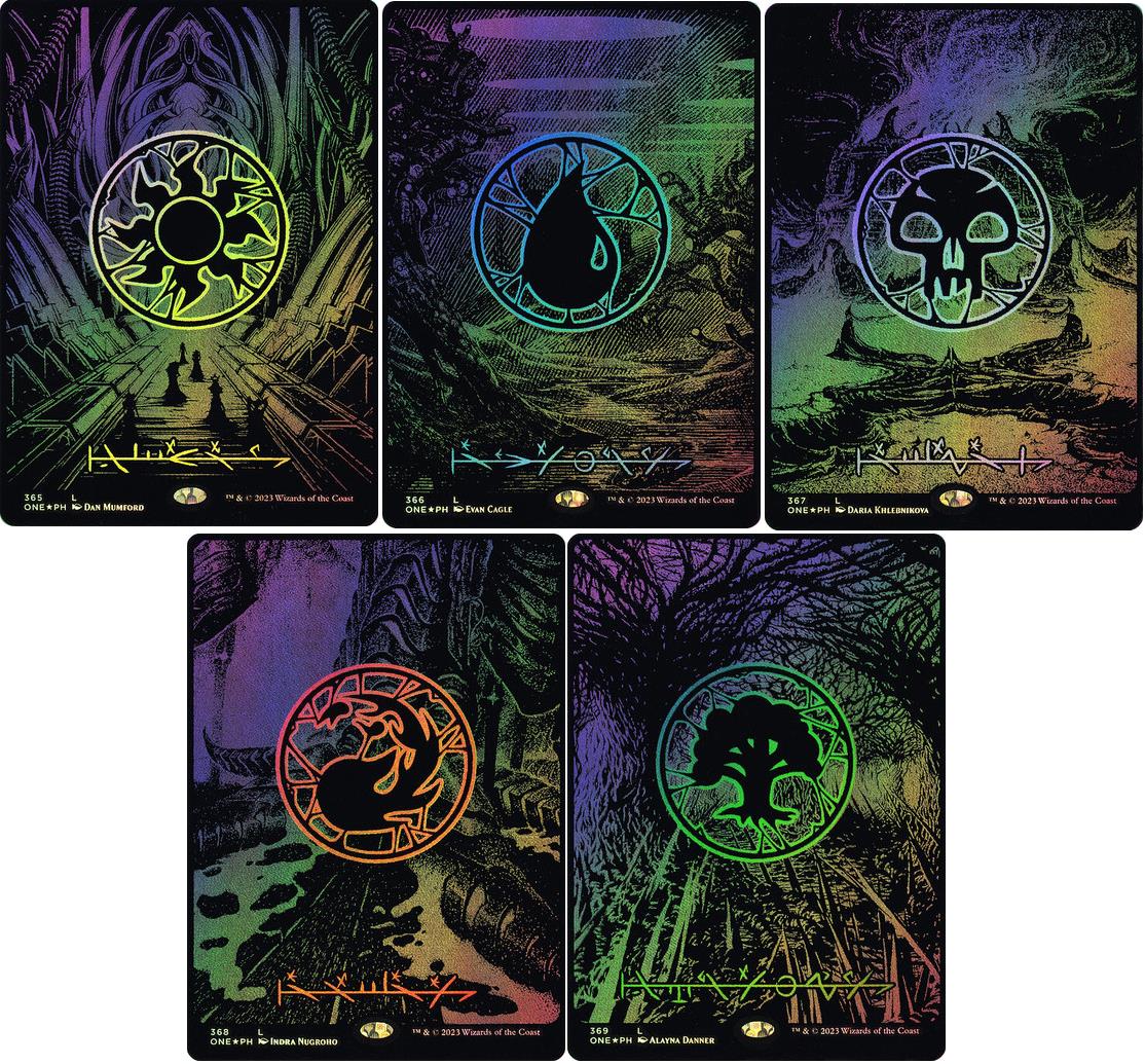 Choose your OIL SLICK RAISED Foil Land ~ Phyrexia All Will Be One [ NM ] [ MTG ]