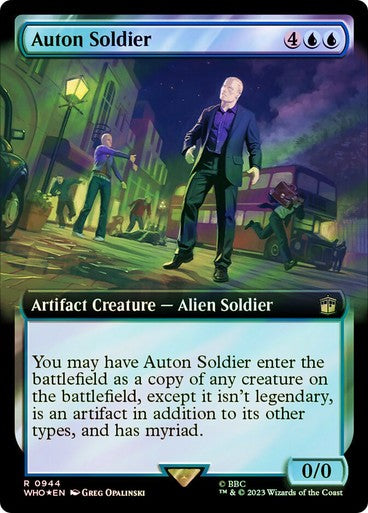 FOIL SURGE BORDERLESS Auton Soldier ~ Commander: Doctor Who [ NM ] [ Magic MTG ]