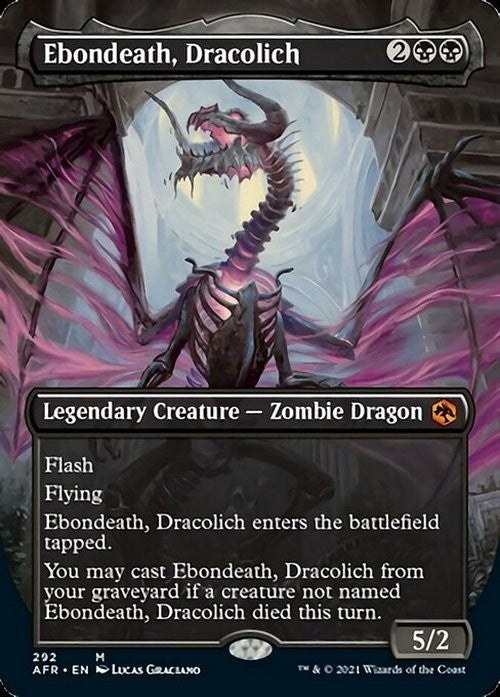 BORDERLESS Ebondeath, Dracolich ~ Adventures in Forgotten Realms [ NM ] [ MTG ]