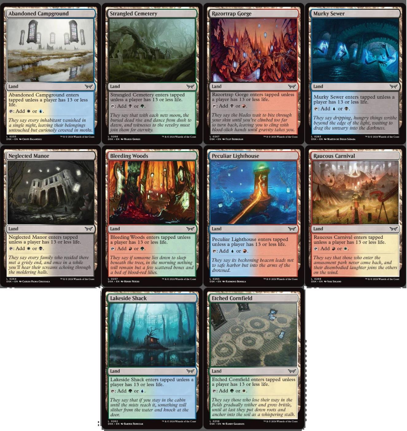10 x DUAL 13-Life Lands ( Duskmourn, Full Set = 1 of each ) [ EX ] [ MTG ]
