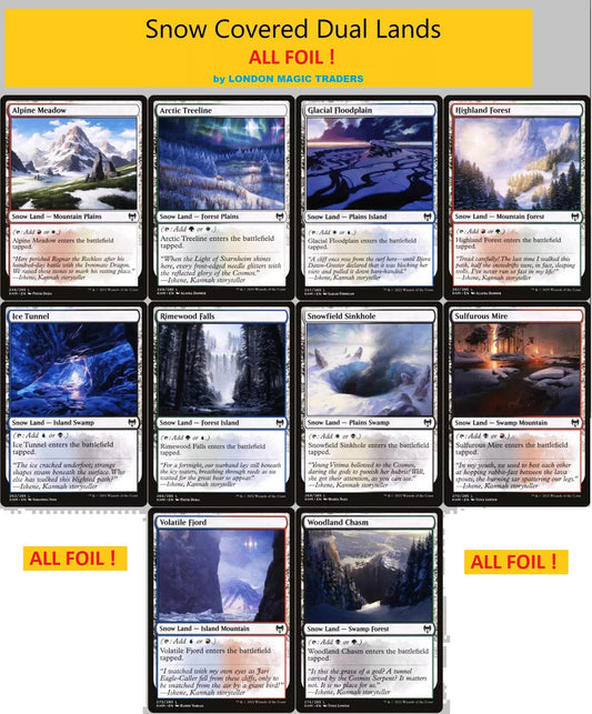 10 x FOIL Snow-Covered Dual Lands ( Full Set = 1 of each ) ~ Kaldheim [ NM ]