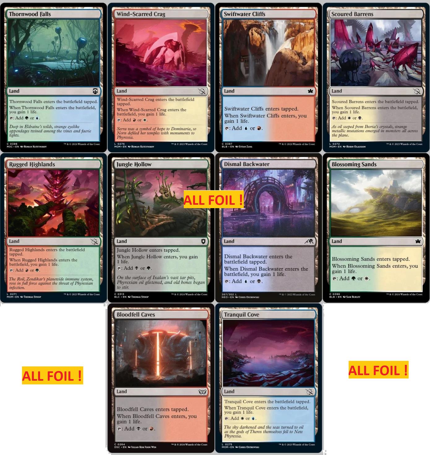 10 x FOIL Life Gain Lands ( Mixed Editions, Full Set = 1 of each ) [ EX ]