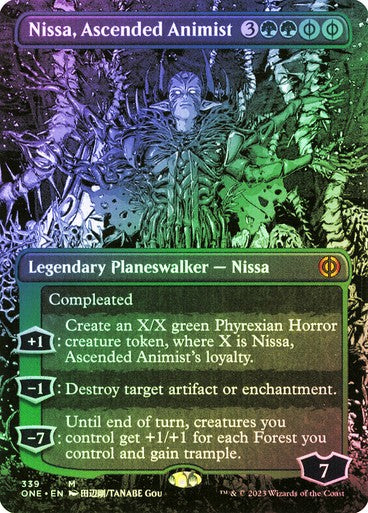 FOIL BORDERLESS Nissa, Ascended Animist ~ Phyrexia: All Will Be One [ NM ]