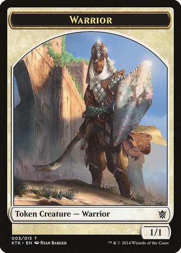 5 x White Warrior 1/1 Token ~ Random Sets [ EX ] [ Magic MTG ]