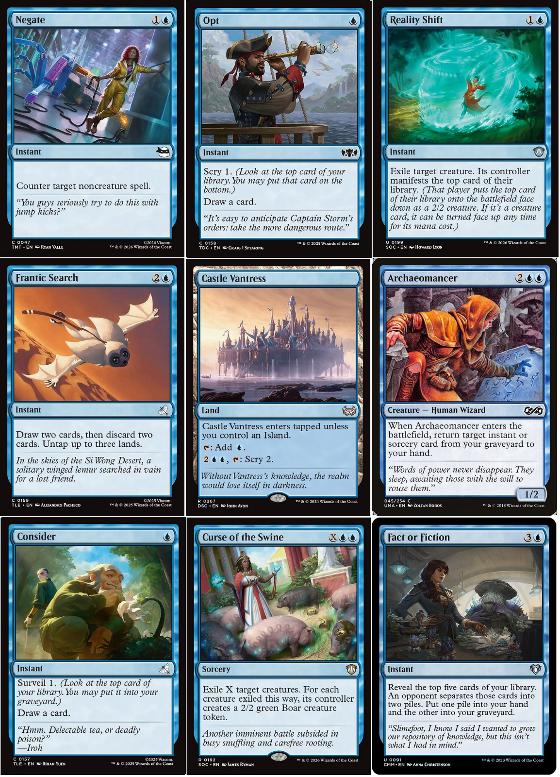 9 x BLUE Commander Deck Staples EDH Kit ~ Random Sets [ EX ] [ Magic MTG ]