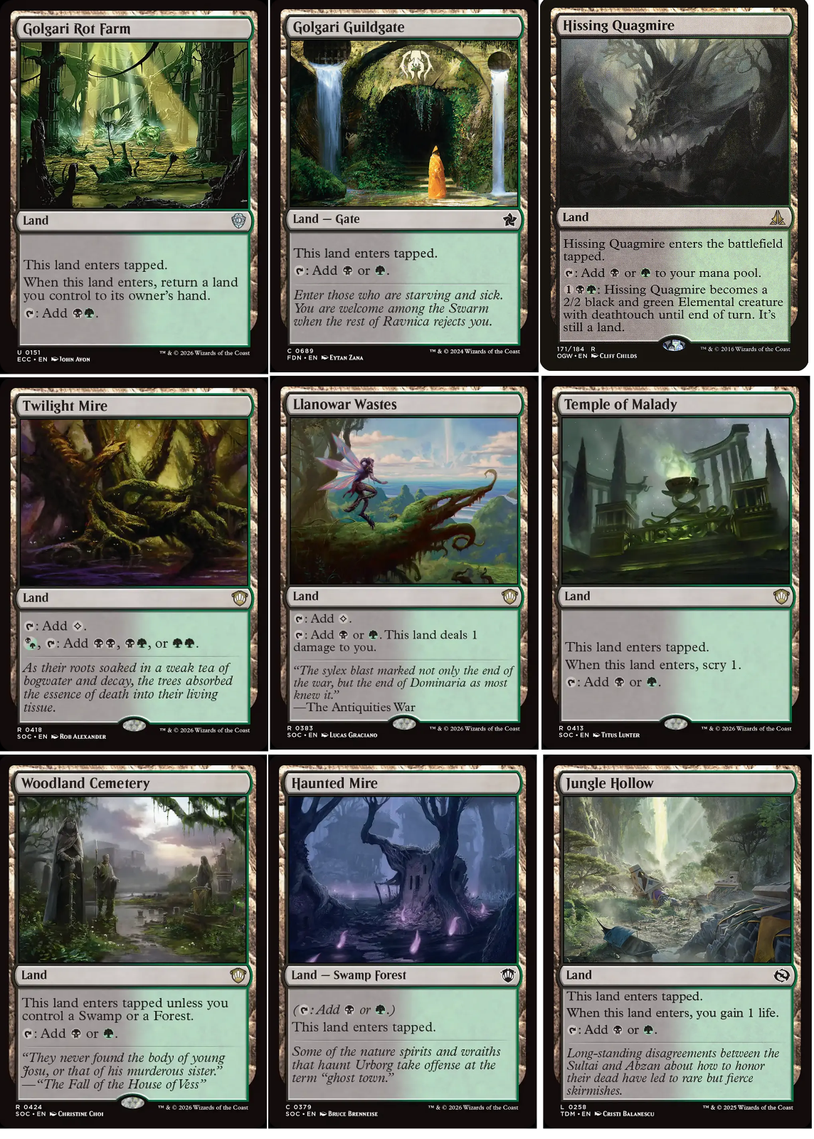 9 x Golgari LANDS Commander Deck Staples EDH ~ Random Sets [ EX ] [ Magic MTG ]