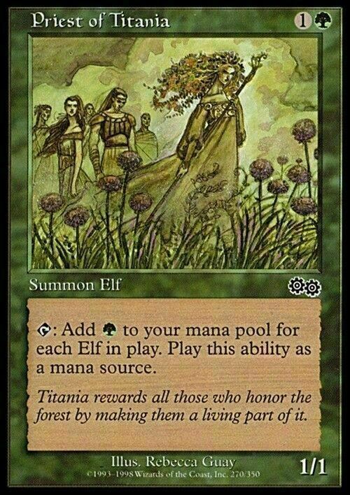 Priest of Titania ~ Urza's Saga [ PLAYED ] [ Magic MTG ]