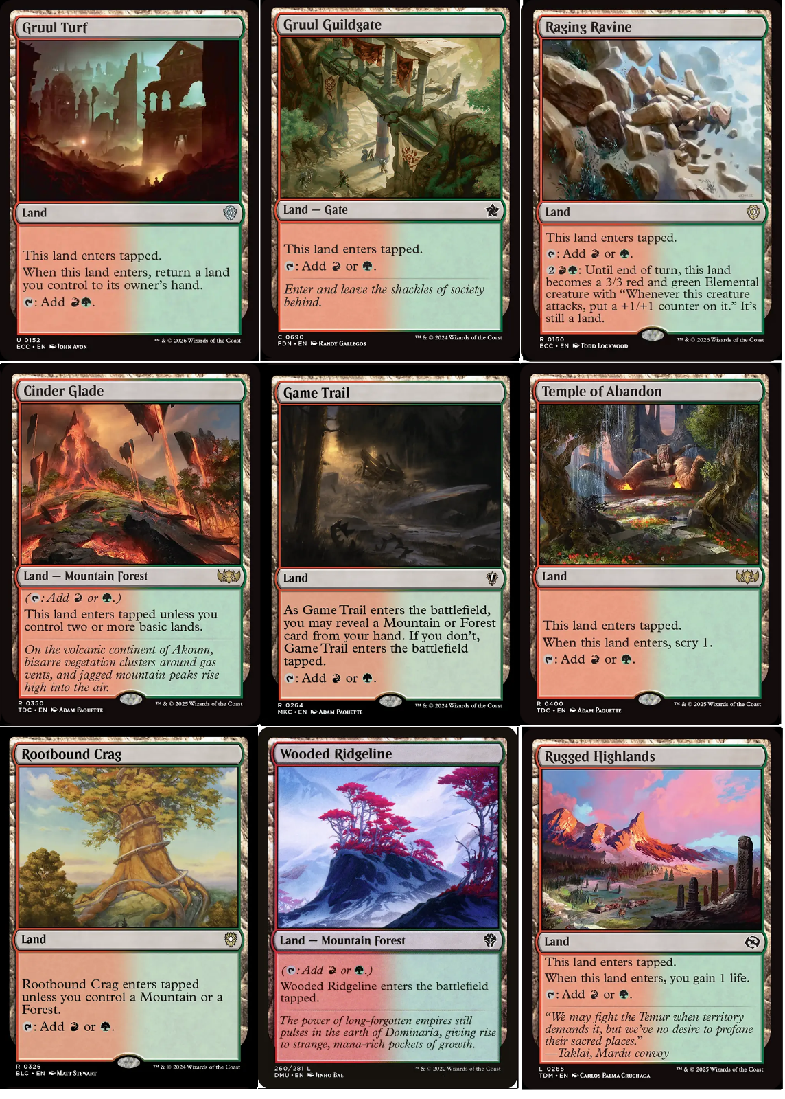 9 x Gruul LANDS Commander Deck Staples EDH ~ Random Sets [ EX ] [ Magic MTG ]