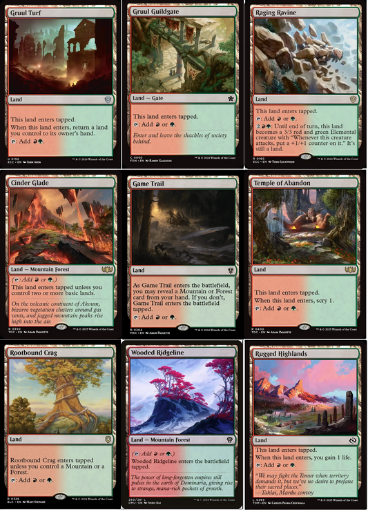 9 x Gruul LANDS Commander Deck Staples EDH ~ Random Sets [ EX ] [ Magic MTG ]