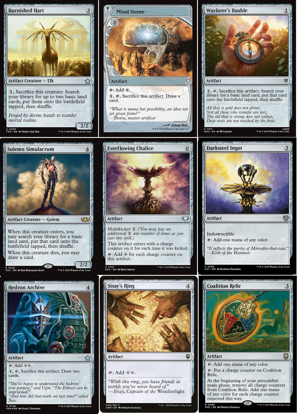9 x ARTIFACT Commander Deck Ramp Staples EDH ~ Random Sets [ EX ] [ Magic MTG ]