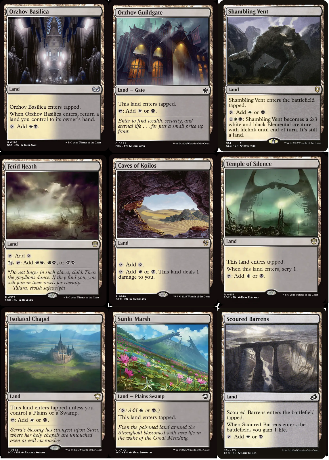 9 x Orzhov LANDS Commander Deck Staples EDH ~ Random Sets [ EX ] [ Magic MTG ]