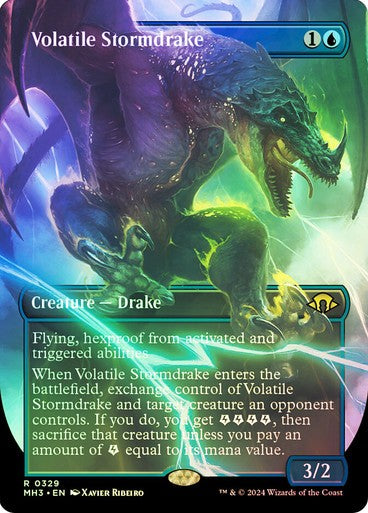 FOIL BORDERLESS Volatile Stormdrake ~ Modern Horizons 3 [ NM ] [ Magic MTG ]
