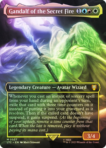 FOIL BORDERLESS Gandalf of the Secret Fire ~ Commander: The Lord of Rings [ EX ]