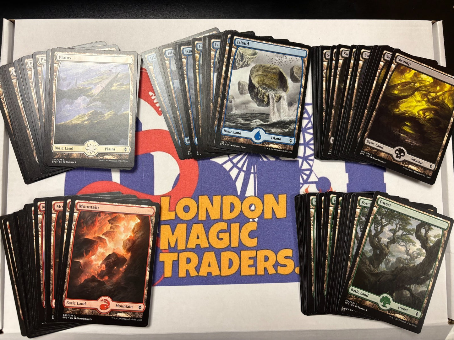100 x FULL ART Basic Land (20 of each Colour) [ EX ] [ Magic the Gathering MTG ]