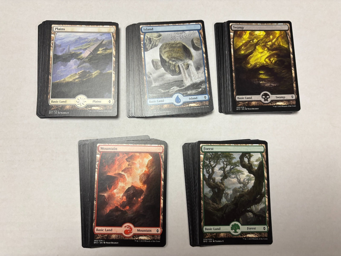 100 x FULL ART Basic Land (20 of each Colour) [ EX ] [ Magic the Gathering MTG ]