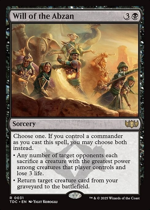 Will of the Abzan ~ Commander: Tarkir: Dragonstorm [ NM ] [ Magic MTG ]