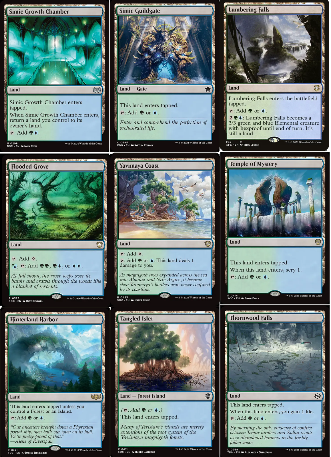 9 x Simic LANDS Commander Deck Staples EDH ~ Random Sets [ EX ] [ Magic MTG ]