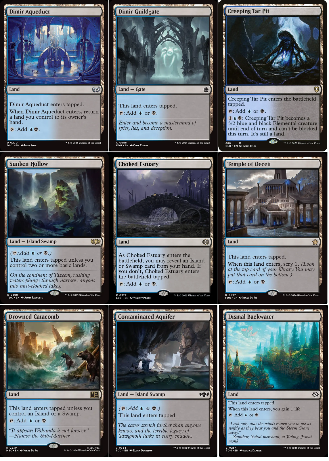 9 x Dimir LANDS Commander Deck Staples EDH ~ Random Sets [ EX ] [ Magic MTG ]