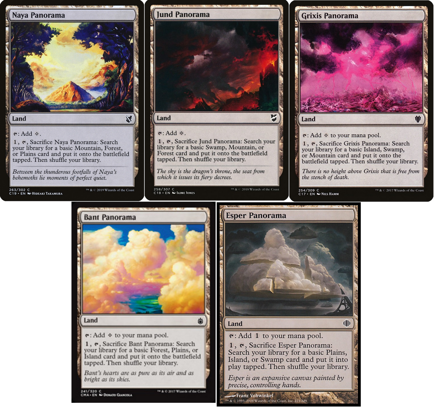 5 x PANORAMA Fetch Lands ( Full Set = 1 of each ) [ EX ] [ Magic MTG ]