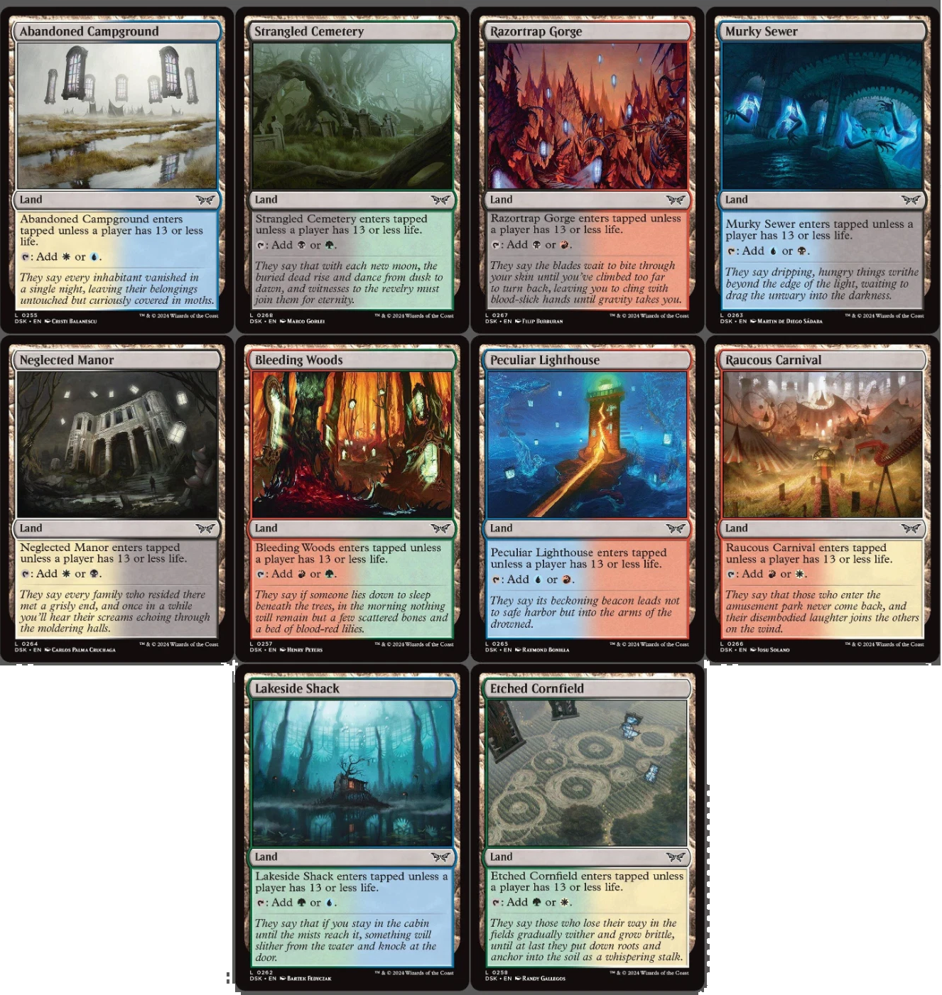 10 x DUAL 13-Life Lands ( Duskmourn, Full Set = 1 of each ) [ EX ] [ MTG ]