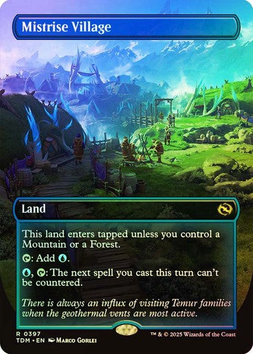 FOIL BORDERLESS Mistrise Village ~ Tarkir: Dragonstorm [ NM ] [ Magic MTG ]