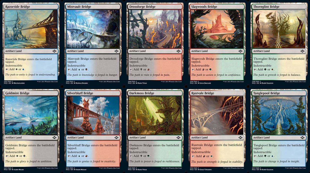 10 x Artifact BRIDGE Lands ( Full Set = 1 of each ) [ NM ] [ Magic MTG ]