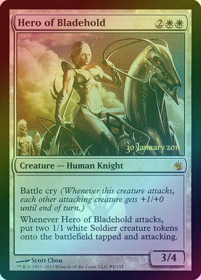 FOIL Hero of Bladehold ~ Prerelease Mirrodin Besieged [ EX ] [ Magic MTG ]