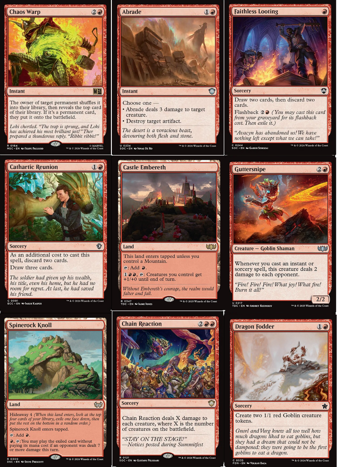 9 x RED Commander Deck Staples EDH Kit ~ Random Sets [ EX ] [ Magic MTG ]