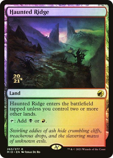 FOIL Haunted Ridge ~ Prerelease Midnight Hunt [ NM ] [ Magic MTG ]