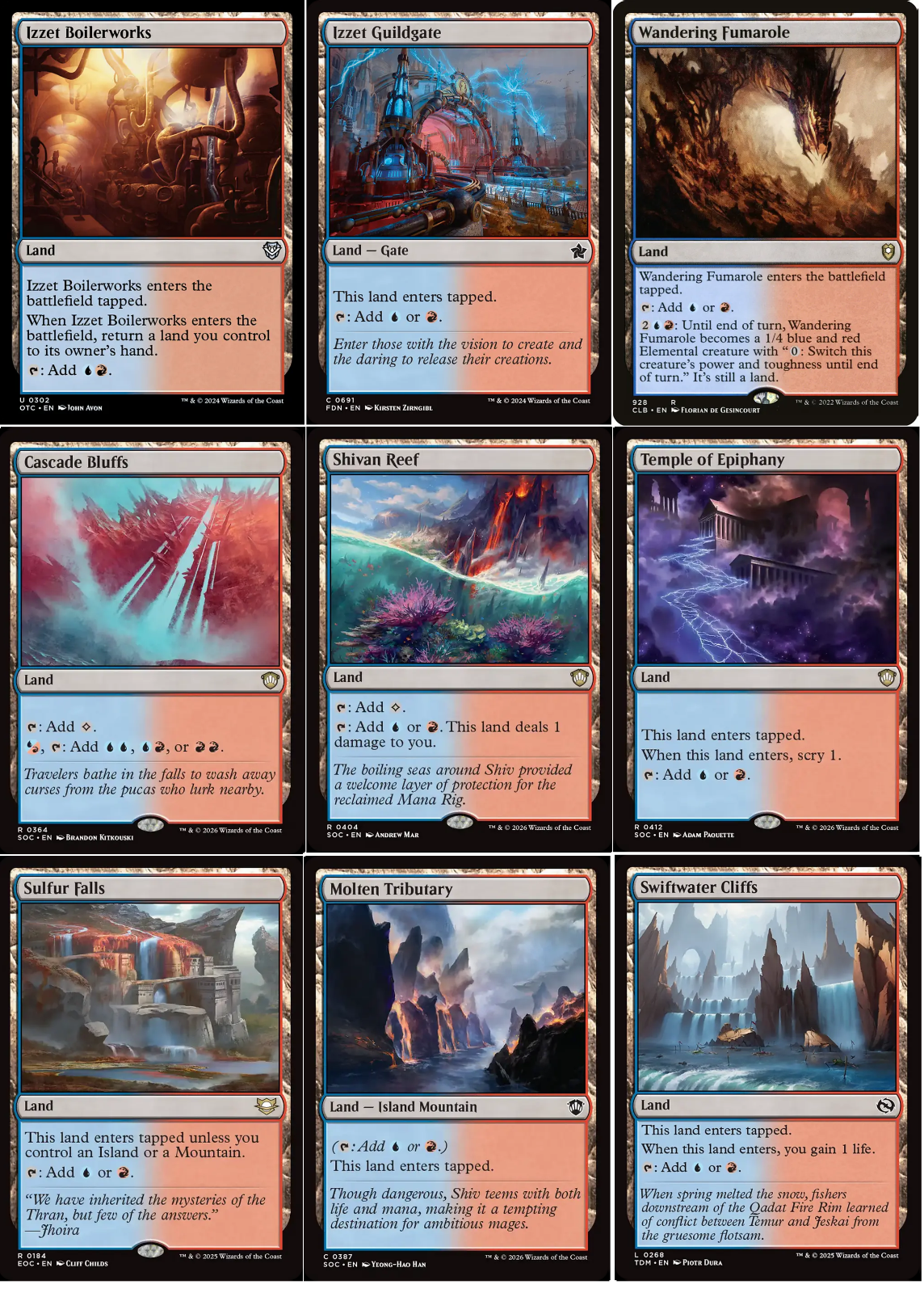9 x Izzet LANDS Commander Deck Staples EDH ~ Random Sets [ EX ] [ Magic MTG ]