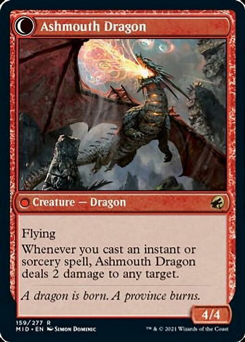 Smoldering Egg / Ashmouth Dragon ~ Midnight Hunt [ NM ] [ Magic MTG ]