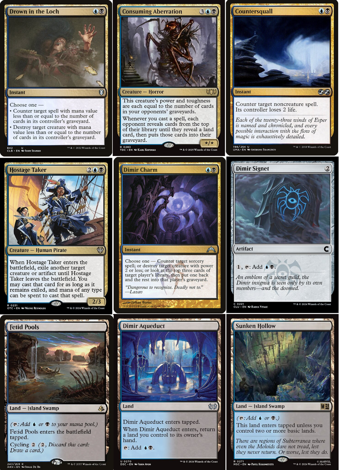 9 x DIMIR Commander Deck Staples EDH Kit ~ Random Sets [ EX ] [ Magic MTG ]