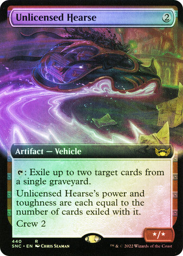 FOIL BORDERLESS Unlicensed Hearse ~ Streets of New Capenna [ NM ] [ Magic MTG ]