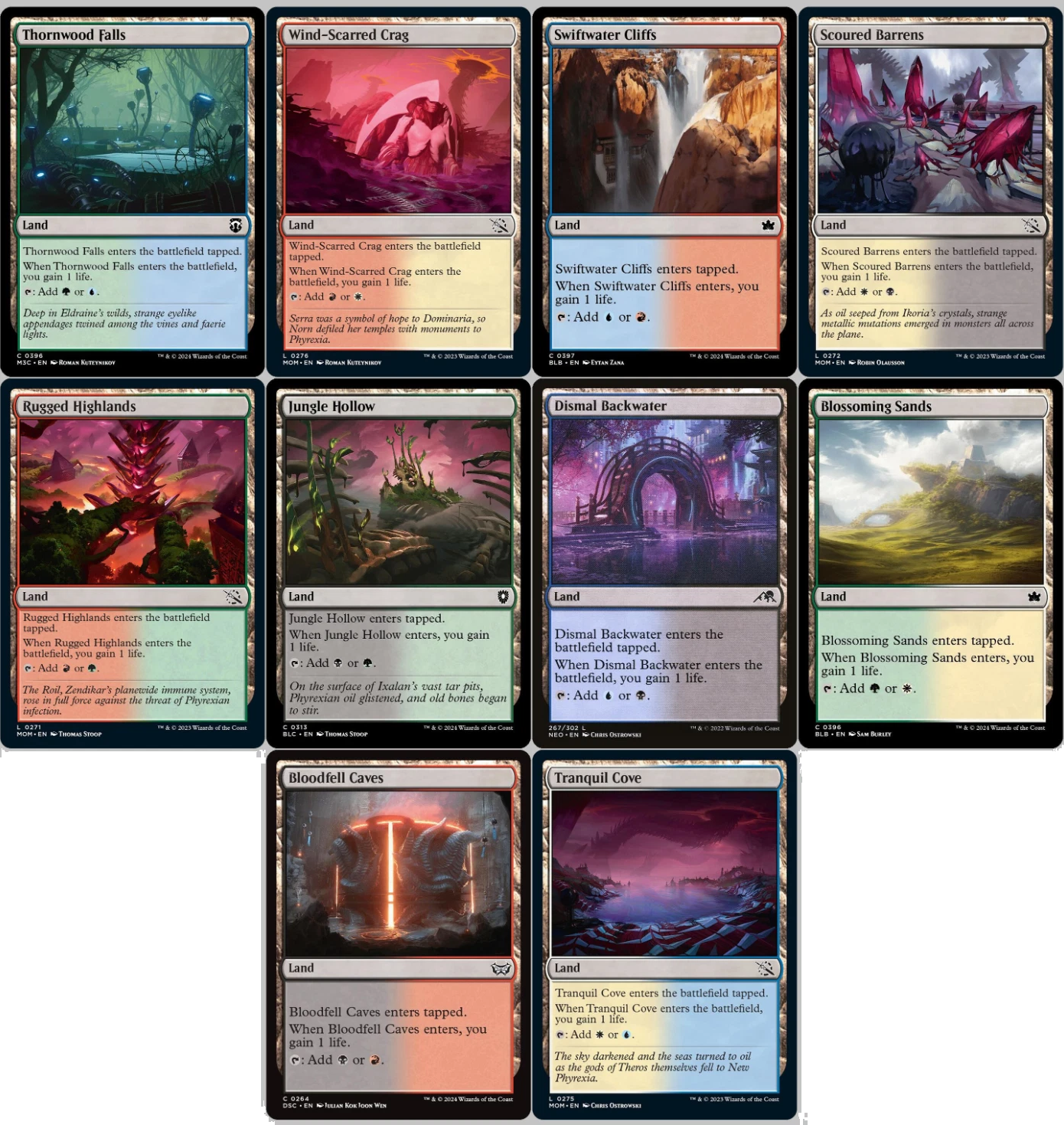 10 x LIFE GAIN Lands ( Mixed Editions, Full Set = 1 of each ) [ EX ] [ MTG ]