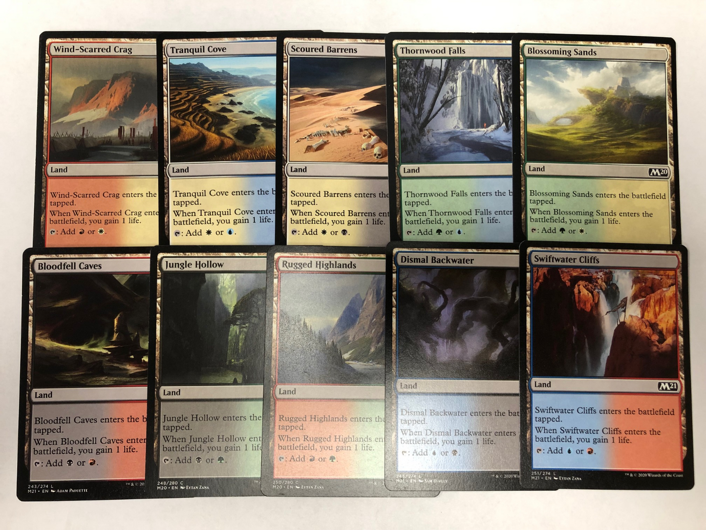 10 x LIFE GAIN Lands ( Mixed Editions, Full Set = 1 of each ) [ EX ] [ MTG ]