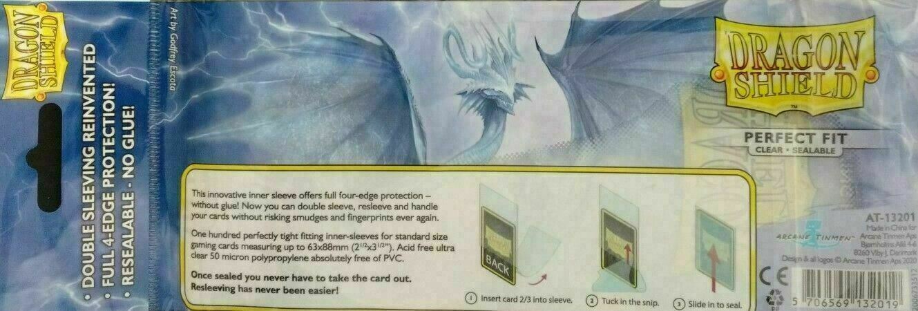 100 x Clear Sealable Perfect Fit Inner Sleeves [ Dragon Shield ] for Magic & TCG