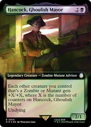 FOIL SURGE BORDERLESS Hancock, Ghoulish Mayor ~ Commander: Fallout [ NM ] - London Magic Traders Ltd