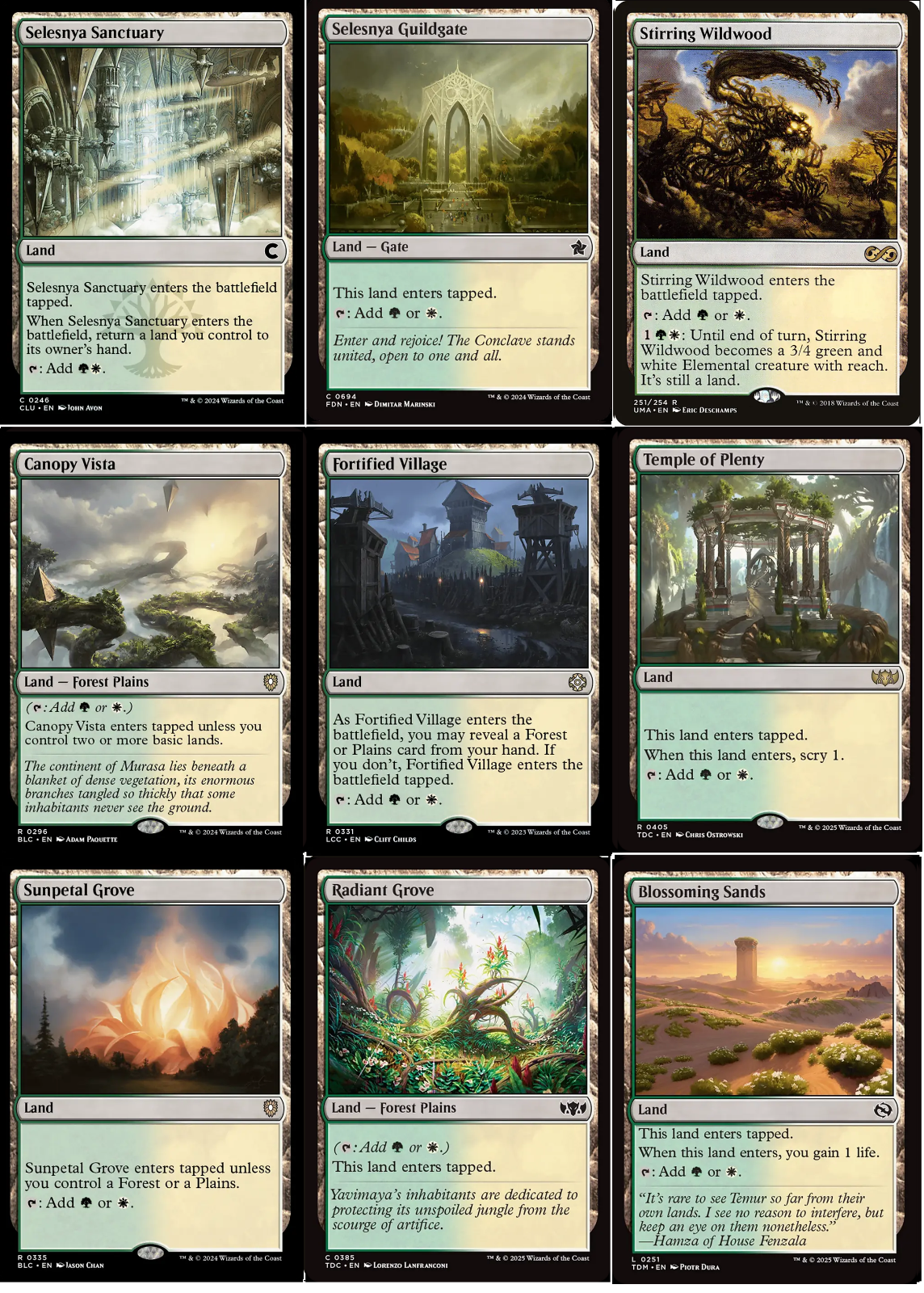 9 x Selesnya LANDS Commander Deck Staples EDH ~ Random Sets [ EX ] [ Magic MTG ]
