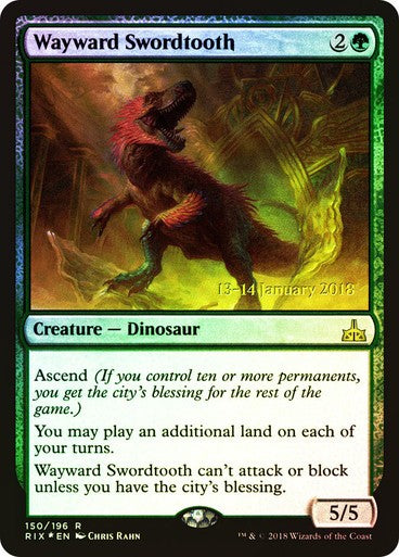 FOIL Wayward Swordtooth ~ Prerelease Rivals of Ixalan [ PL ] [ Magic MTG ]