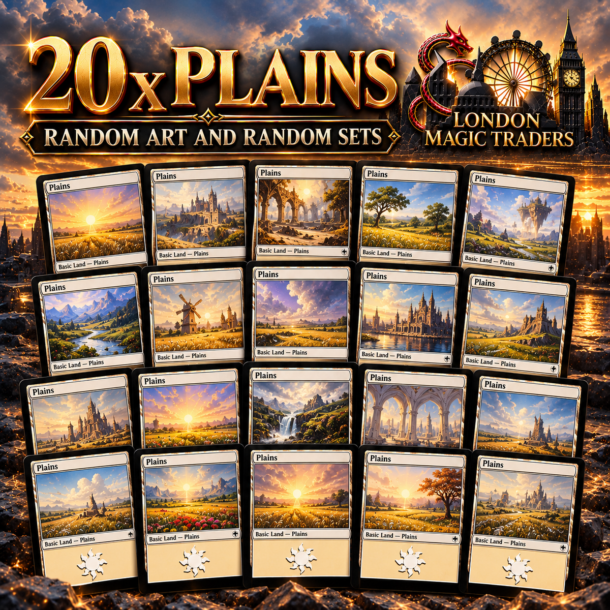 20 x Plains ~ Basic Lands (Random Sets/Arts) [ EX ] [ Magic the Gathering MTG ]