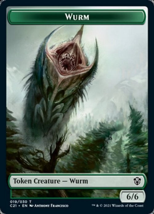 5 x Green Wurm 6/6 Token ~ Random Sets [ EX ] [ Magic MTG ]