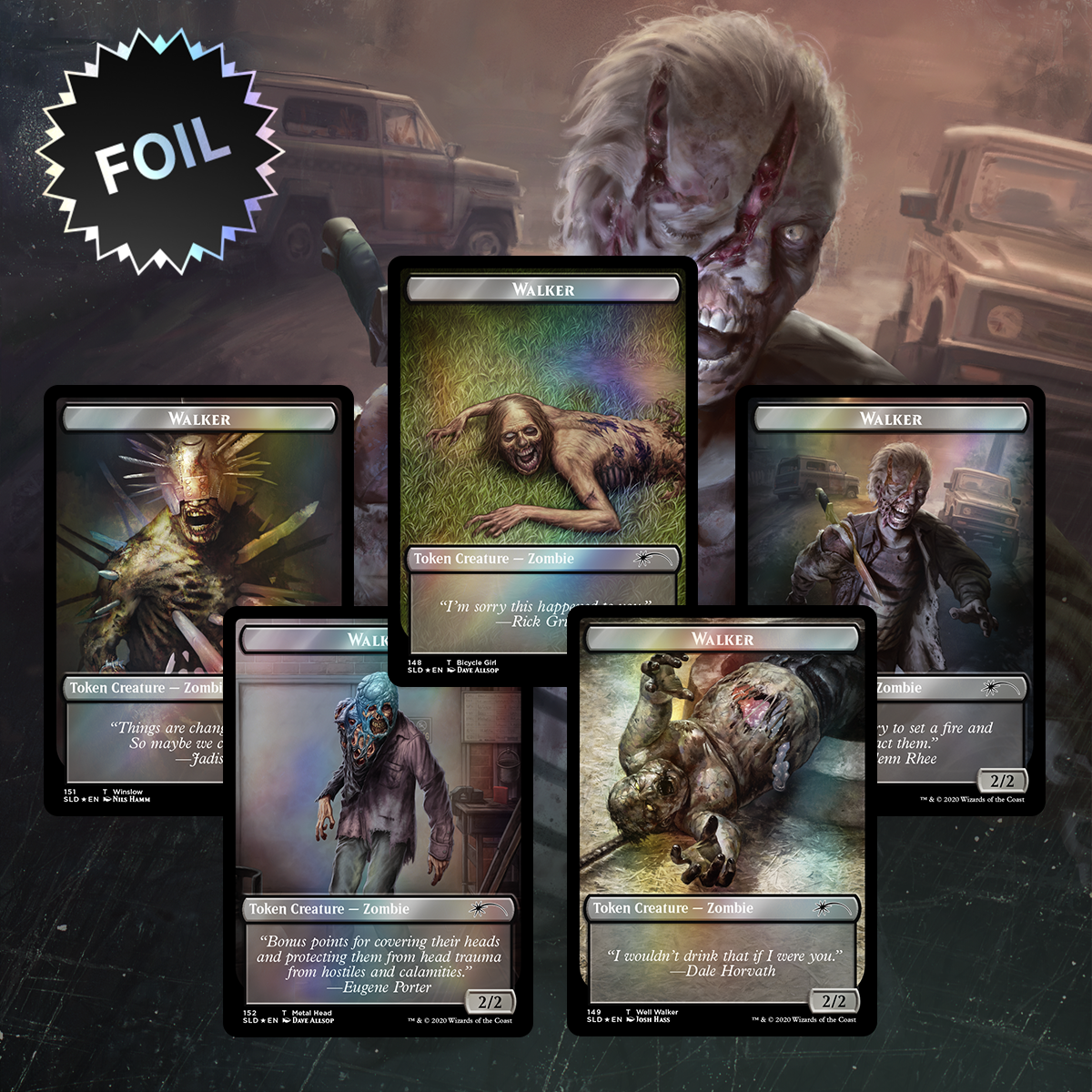 FULL FOIL SET of Walker Tokens ~ Secret Lair: The Walking Dead [ NM ] [ MTG ]