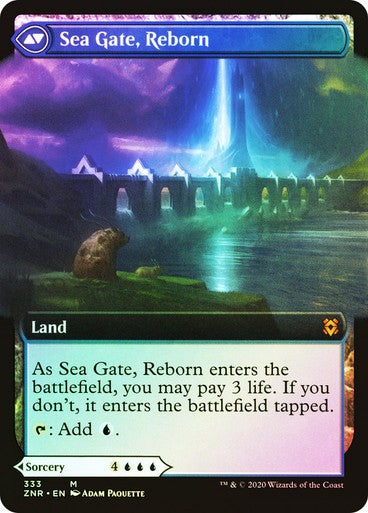 FOIL BORDERLESS Sea Gate Restoration ~ Zendikar Rising [ NM ] [ Magic MTG ]
