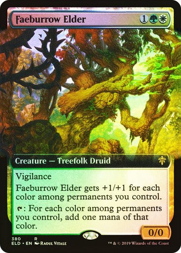 FOIL BORDERLESS Faeburrow Elder ~ Throne of Eldraine [ NearMint ] [ Magic MTG ]