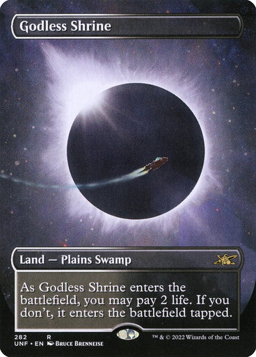 BORDERLESS Godless Shrine ~ Unfinity [ PLAYED ] [ Magic MTG ]