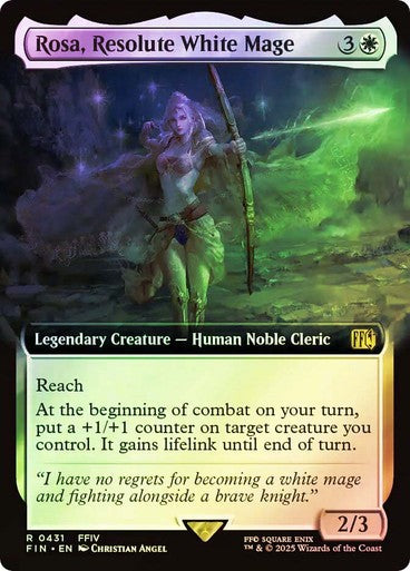 FOIL BORDERLESS Rosa, Resolute White Mage ~ Final Fantasy [ NM ] [ Magic MTG ]